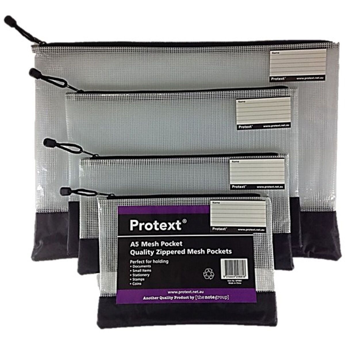 PROTEXT A4 MESH POCKET POUCH White Assorted Trim 380x270mm