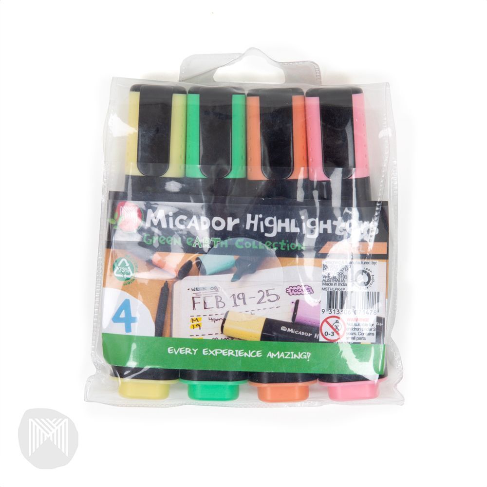 MICADOR ECO HIGHLIGHTERS Assorted Pastel Wallet of 4