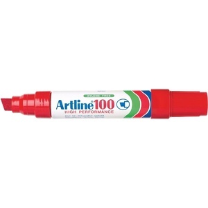 Artline 100 Permanent Marker Large 7.5 -12mm Chisel Nib Red