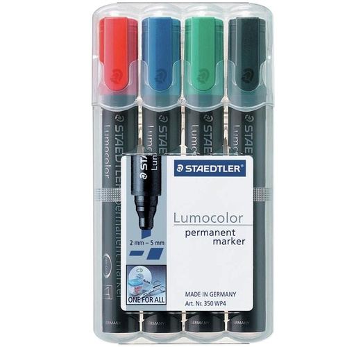 STAEDTLER 350 LUMOCOLOR Permanent Marker Green Chisel Tip - Staedtler